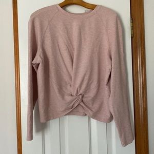 Lululemon heather light pink twist crop sweater shirt